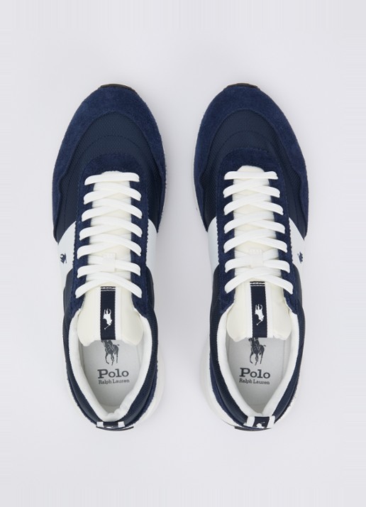 Ralph Lauren Train sneaker met suède details - detail 3 donkerblauw