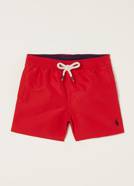 Ralph Lauren Traveler zwembroek met steekzakken en logo - voorkant rood