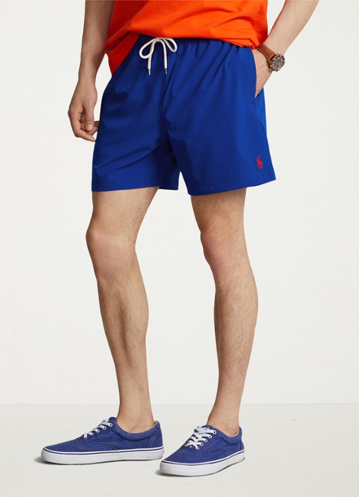 Ralph Lauren Traveler zwemshorts met logo en koordsluiting - detail rugby royal / blauw
