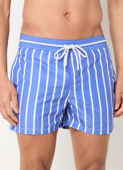Ralph Lauren Traveler zwemshorts met streepprint - detail 2 blue white / blauw