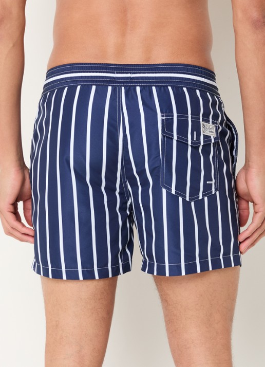 Ralph Lauren Traveler zwemshorts met streepprint - achterkant 3 navy white / donkerblauw