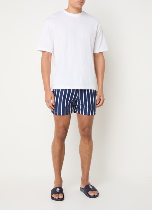 Ralph Lauren Traveler zwemshorts met streepprint - voorkant 2 navy white / donkerblauw