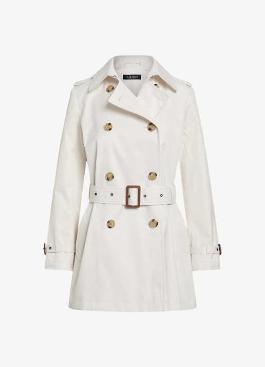 Ralph Lauren Trenchcoat met ceintuur en steekzakken  - voorkant 3 mascarpone crème / crème
