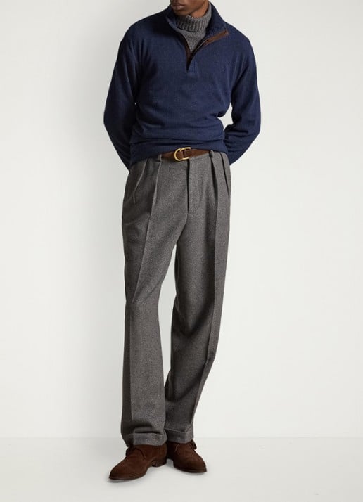 Ralph Lauren Trui met halve rits en visgraatdessin