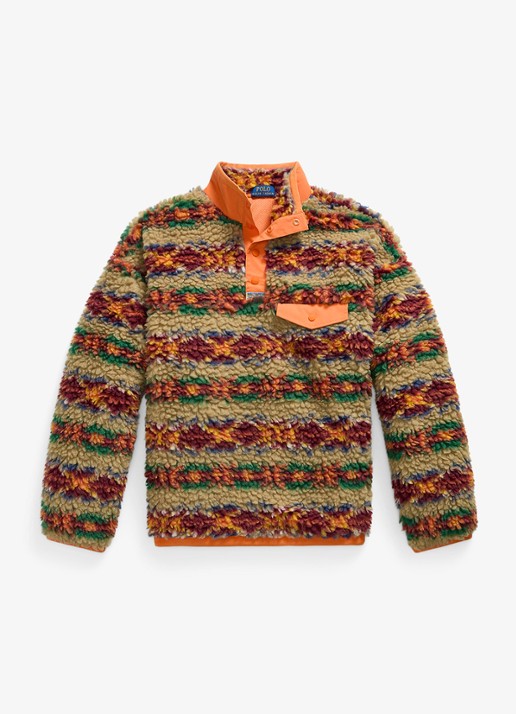 Ralph Lauren Trui van teddy met kraag - voorkant red rock fairisle / oranje
