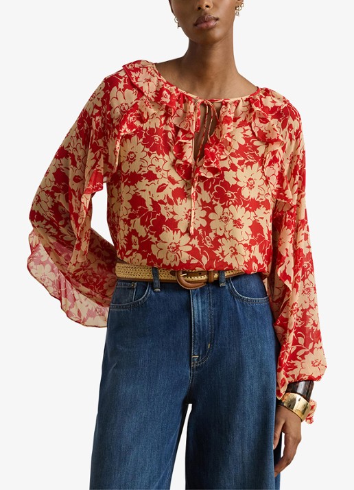 Ralph Lauren Tuniek met bloemenprint met ruches