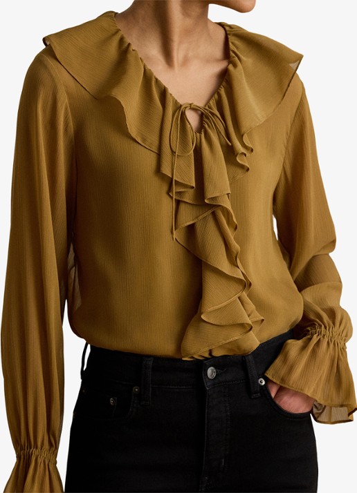 Ralph Lauren Tuniek met ruches - detail 5 tobacco bronze / bruin