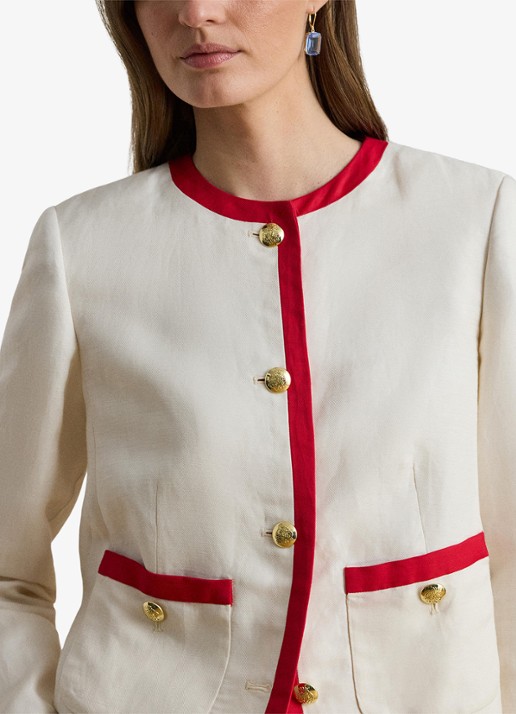 Ralph Lauren Vest in linnenblend - detail 3 mascarpone cream / creme