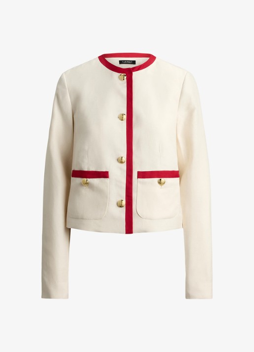 Ralph Lauren Vest in linnenblend - voorkant 4 mascarpone cream / creme