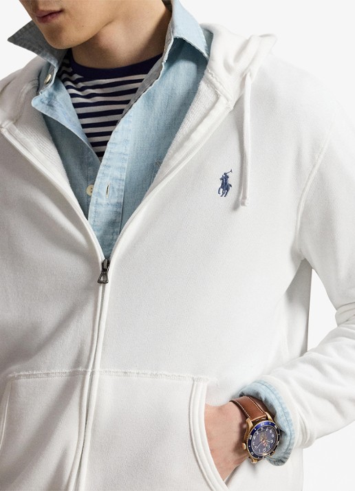 Ralph Lauren Vest met logoborduring en capuchon - detail 3 white / wit