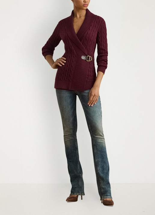 Ralph Lauren W SWEATERS - voorkant 3 dark garnet / bordeauxrood