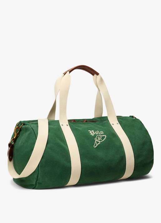 Ralph Lauren Weekendtas met logoborduring - detail green cream / groen