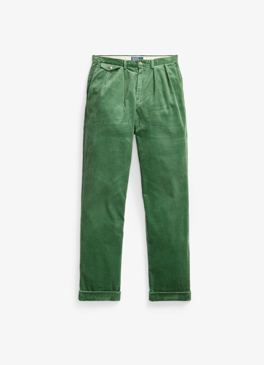 Ralph Lauren Whitman relaxed fit chino van corduroy - voorkant 2 meadow green / groen