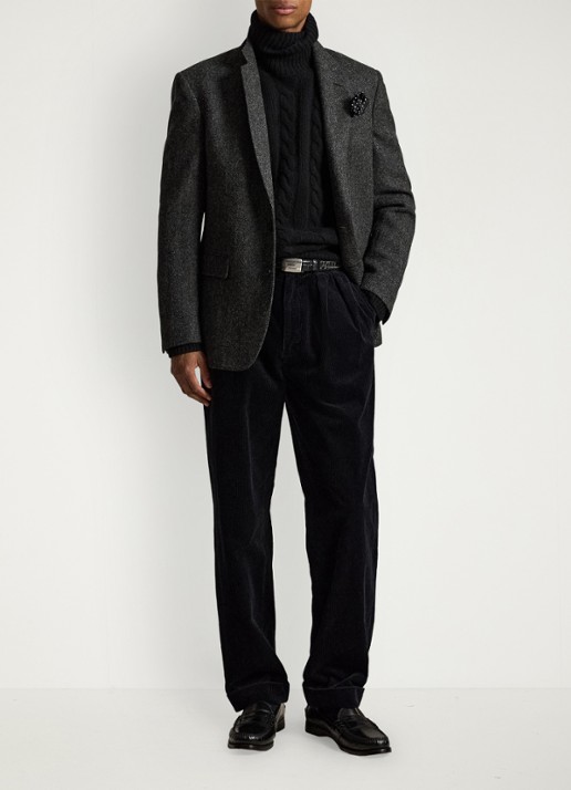 Ralph Lauren Whitman relaxed fit chino van corduroy - voorkant 2 polo black / zwart
