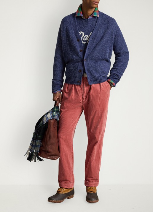 Ralph Lauren Whitman relaxed fit chino van corduroy - voorkant 2 litchfield rose / roze