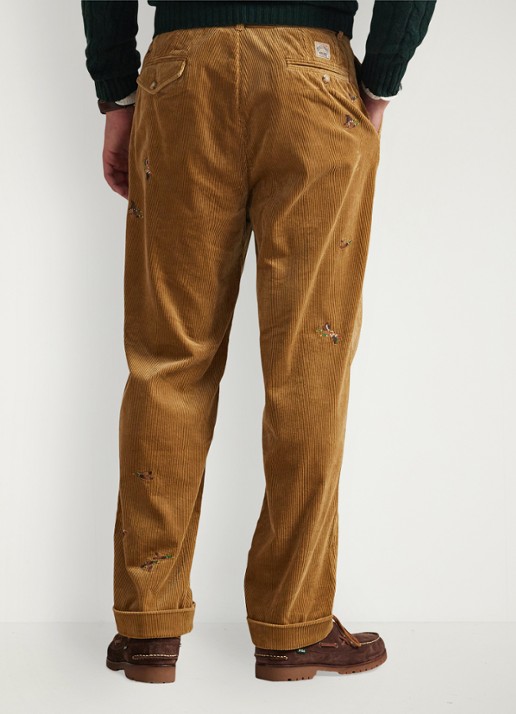 Ralph Lauren Whitman straight fit broek van corduroy - achterkant golden brown / khaki