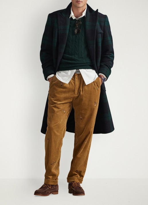 Ralph Lauren Whitman straight fit broek van corduroy - voorkant 5 golden brown / khaki