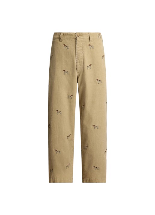Ralph Lauren Wide fit chino van corduroy - voorkant 2 paddock tan / beige