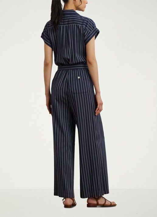 Ralph Lauren Wide fit jumpsuit met streepprint - achterkant 3 blauw