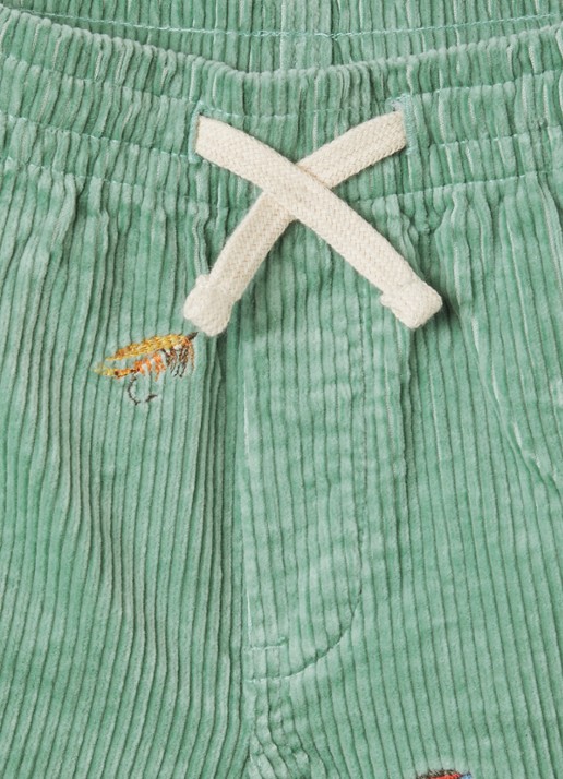 Ralph Lauren Wide fit korte broek met logoborduring - detail zeegroen