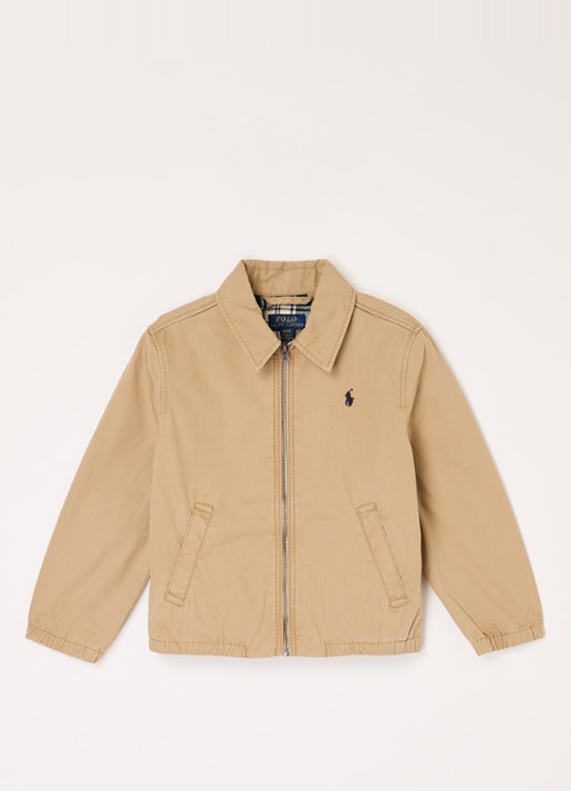 Ralph Lauren Windbreaker met logoborduring - voorkant 2 beige