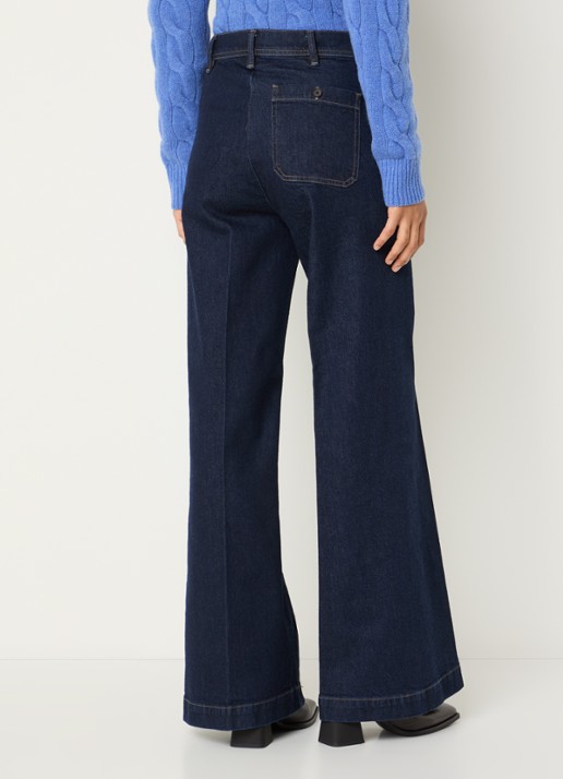 Ralph Lauren Woven high waist flaired jeans met donkere wassing - achterkant 3 indigo