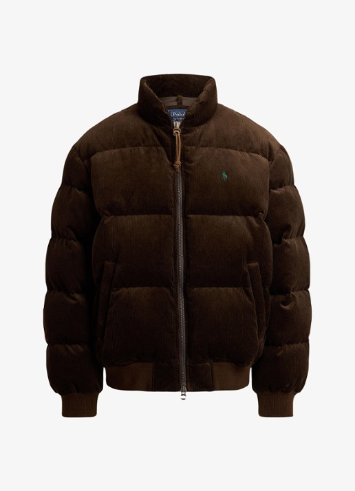 Ralph Lauren Wyoming pufferjack van corduroy met donsvulling - voorkant 4 dark beech / donkerbruin