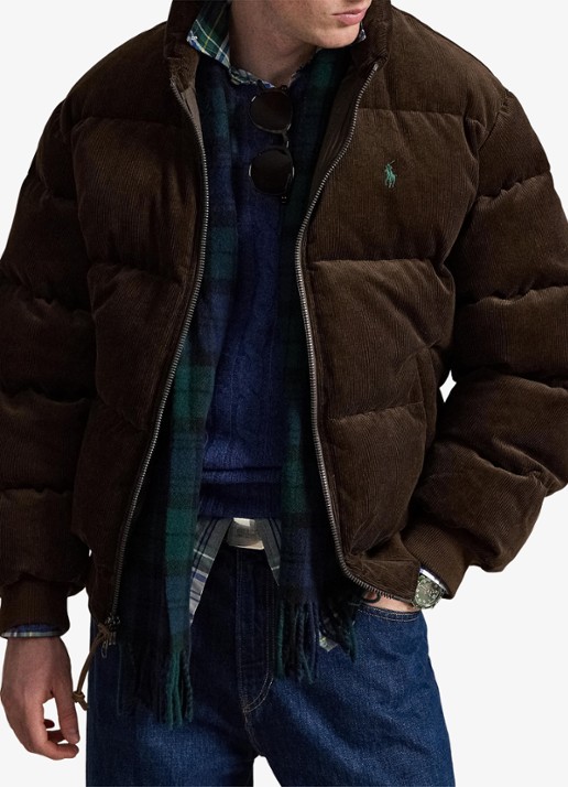 Ralph Lauren Wyoming pufferjack van corduroy met donsvulling - voorkant 5 dark beech / donkerbruin