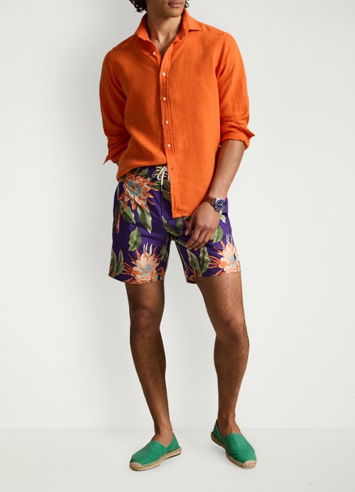 Ralph Lauren Zwemshorts met bloemenprint - voorkant 2 south pacific floral / oranje