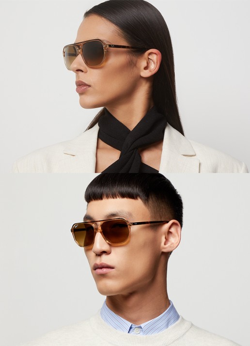 Ray-Ban Bill One zonnebril gepolariseerd RB2205  - voorkant 2 beige