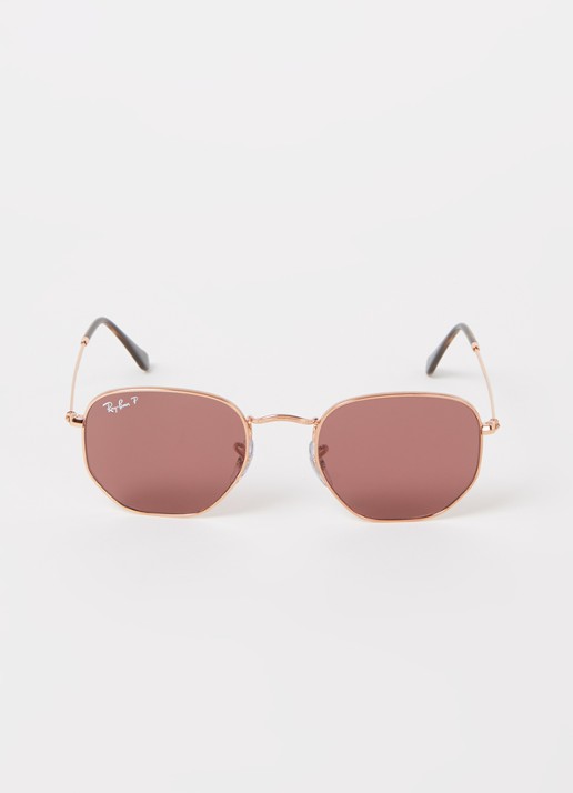 Ray-Ban Hexagonal zonnebril gepolariseerd RB3548N - voorkant 2 roségoud