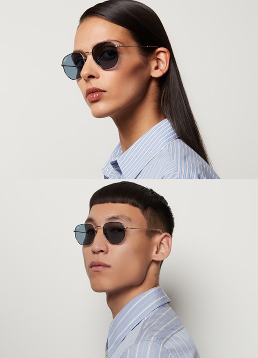 Ray-Ban Hexagonal zonnebril gepolariseerd RB3548N - voorkant 2 zilver