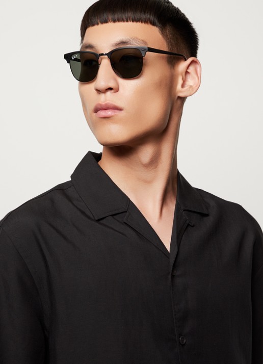 Ray-Ban Zonnebril gepolariseerd Clubmaster RB3716 - voorkant 5 zwart