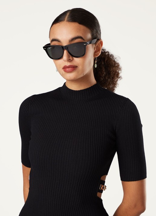 Ray-Ban Zonnebril Wayfarer gepolariseerd RB2140 - voorkant 6 zwart