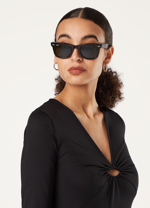 Ray-Ban Zonnebril Wayfarer RB2140 - voorkant 2 donkerbruin