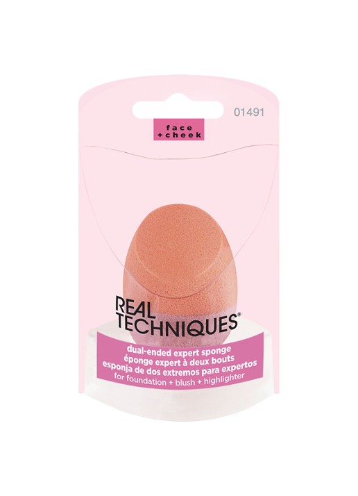 Real Techniques Dual-ended Expert Sponge - make-up spons - voorkant 3 orange