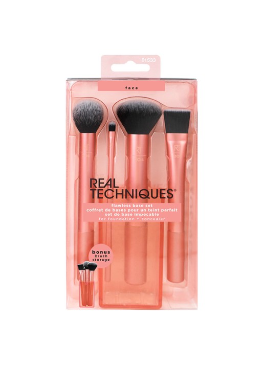 Real Techniques Flawless Base Set - make-up kwastenset - voorkant 2 orange