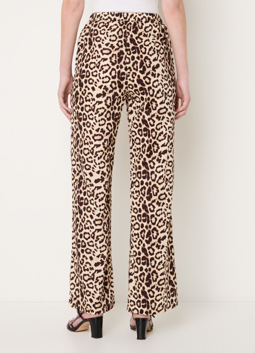 Refined Department High waist loose fit pantalon met panterprint en steekzakken - achterkant 3 lichtbruin