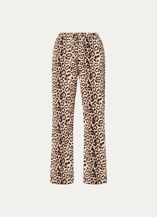 Refined Department High waist loose fit pantalon met panterprint en steekzakken - voorkant lichtbruin