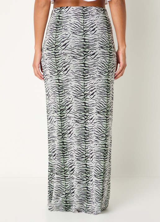 Refined Department Jasmijn maxi kokerrok met zebraprint - achterkant wit