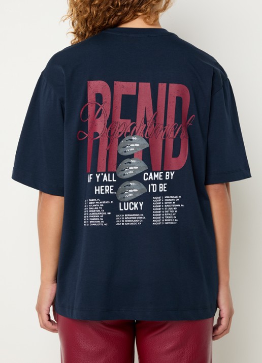 Refined Department Jordan T-shirt met logo- en backprint  - achterkant donkerblauw