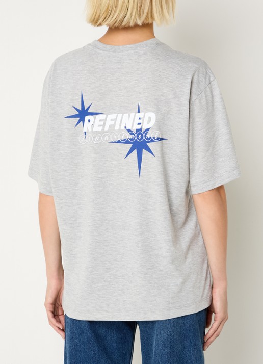 Refined Department Maggy oversized T-shirt met logo- en backprint - detail 2 grijsmele