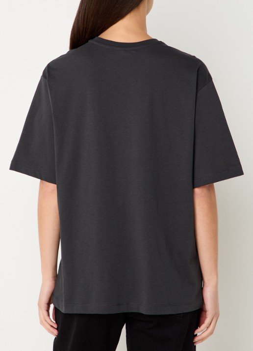 Refined Department Maggy oversized T-shirt met logoprint en strass - achterkant zwart