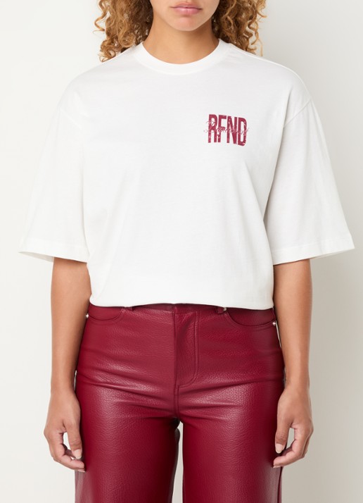 Refined Department Maggy T-shirt met logo- en backprint - achterkant gebroken wit
