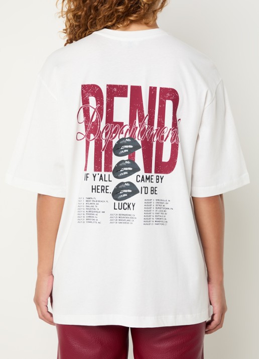 Refined Department Maggy T-shirt met logo- en backprint - detail 4 gebroken wit