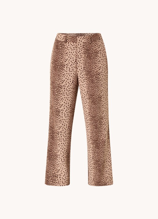 Refined Department Puck high waist loose fit pantalon met panterprint  - voorkant 2 bruin