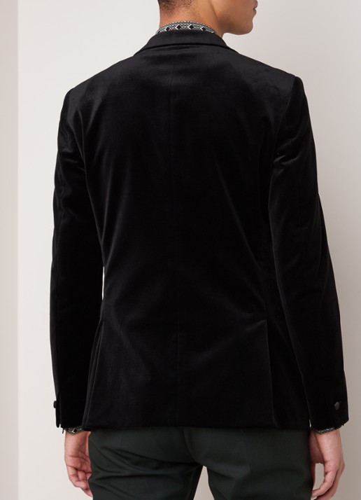 Reiss Ace slim fit colbert van fluweel met paspelzakken - achterkant 4 zwart