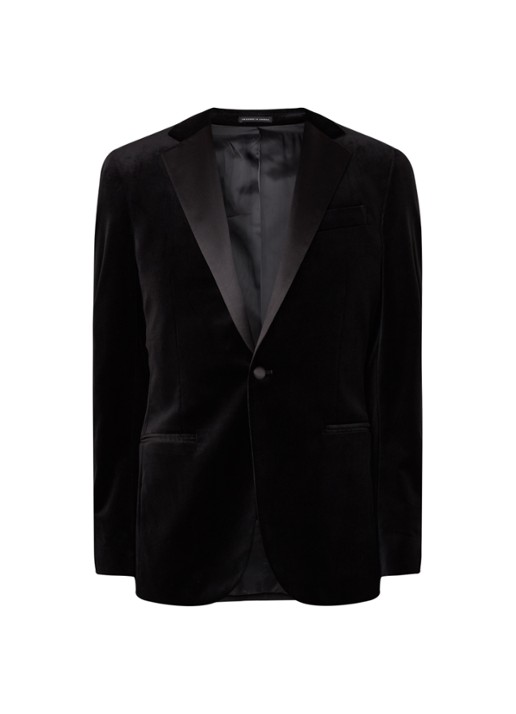 Reiss Ace slim fit colbert van fluweel met paspelzakken - voorkant zwart