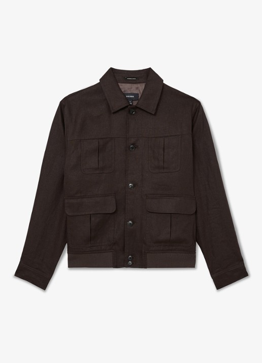 Reiss Adam jack in linnenblend - voorkant 7 chocoladebruin