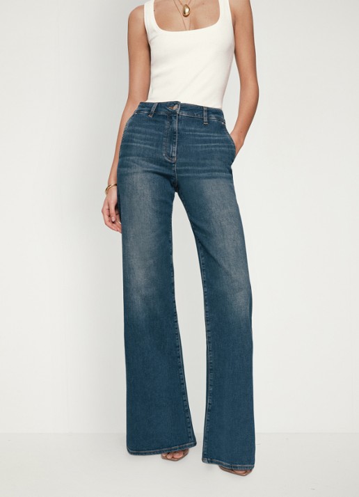 Reiss Addie high waist wide leg jeans met steekzakken